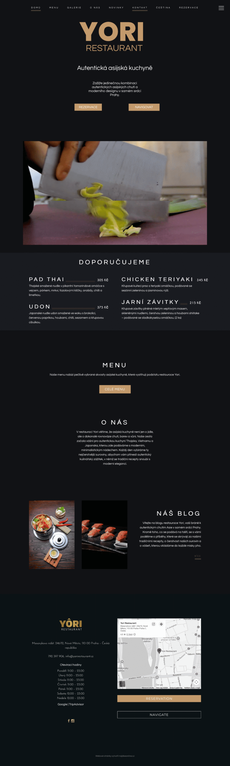Yori Restaurant Praha – web na WordPressu